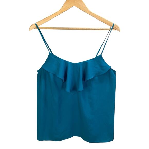 Lilly Pulitzer Teal Cami Top Sleeveless Blouse Ruffle V Neck Layered Tank Medium - Picture 1 of 12